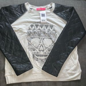 Girls leather trim top